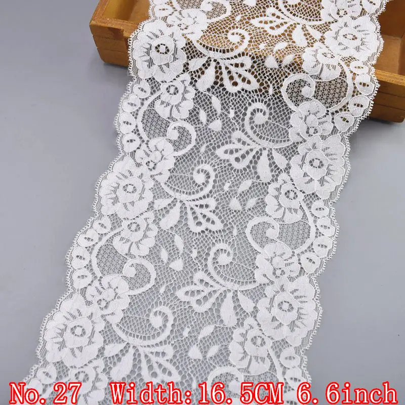 No27 16.5CM 6.6inch 5 ярдов/партия эластичный белая кружевная лента африканская кружевная ткань шитье из кружева вышитая кружевная отделка Костюмы кружевные аксессуары аппликация - Цвет: No27 16.5CM 6.6inch