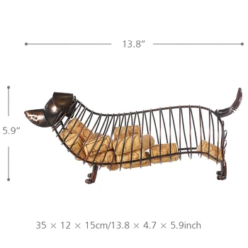 

Metal Animal Statue Dachshund Wine Cork Container Modern Artificial Iron Craft Home Decoration Ornaments