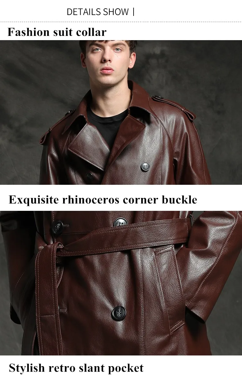 Male Windbreaker genuine leather Men's Real Leather Jacket Men Autumn and winter coat Men Genuine Leather Jackets large size 4XL