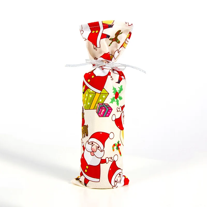 Рождественская бутылка вина сумки кухонные украшения на год Рождество ужин Вечеринка рисунок Санта Клаус бутылка шампанского крышка одежда - Цвет: D