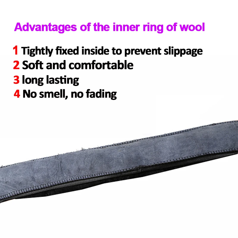 Wool True Leather Car Steering Wheel Cover Fit For 36-42 CM 14.2"-16.5" Braid on Steering-Wheel Auto Carpet Winter Warm Soft