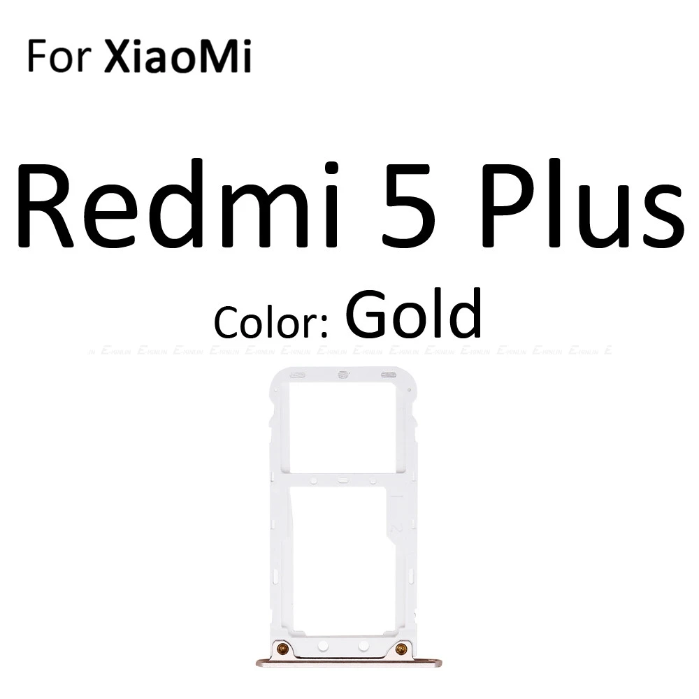 Карта Micro SD Sim карты слот, разъем для лотка адаптер Коннектор кард-ридера для XiaoMi Redmi 5 Plus/Note 5 Pro контейнер держатель Запчасти - Цвет: For Redmi5 Plus Gold