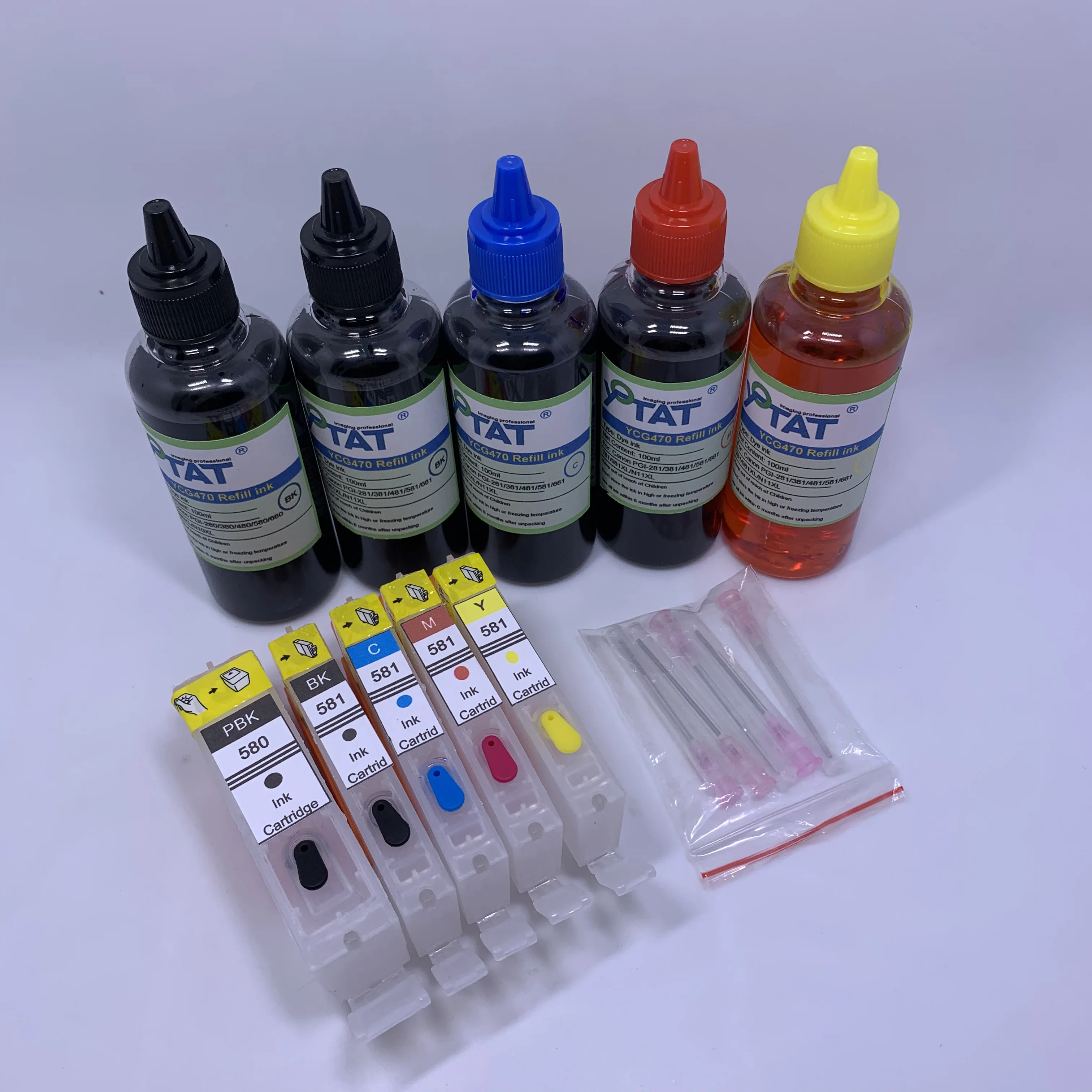 

YOTAT PGI 580 Refillable Ink Cartridge PGI580 PGI-580 CLI-581 For Canon PIXMA TR7550 TR8550 TS6150 TS6151 TS8150 TS8152 TS9150