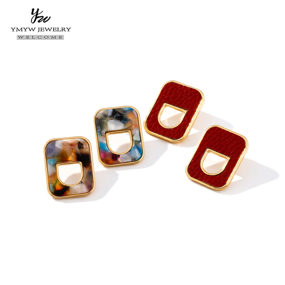 YMYW винтажные квадратные серьги-гвоздики уксусная кислота акриловая кожа очаровательные модные полимерные серьги для женщин аксессуар подарок