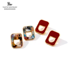 YMYW винтажные квадратные серьги-гвоздики уксусная кислота акриловая кожа очаровательные модные полимерные серьги для женщин аксессуар подарок