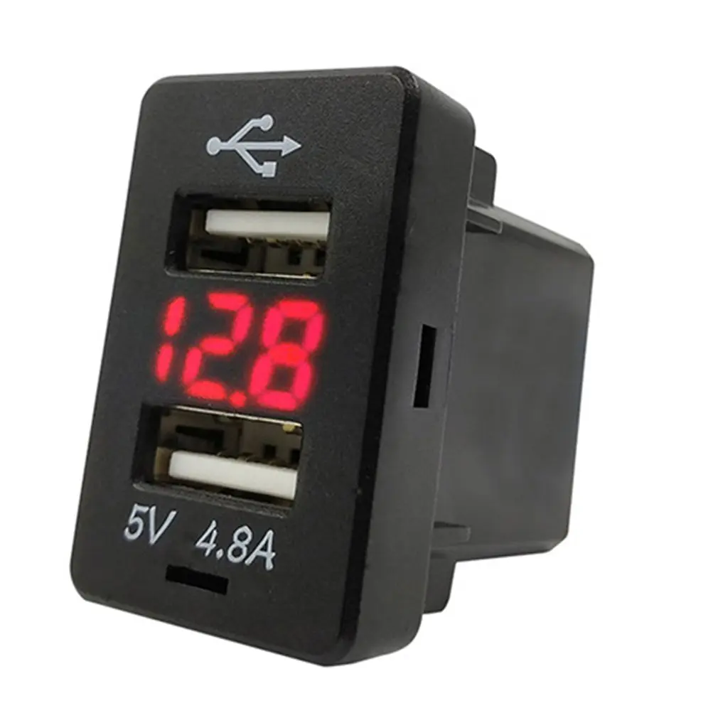 4.8A автомобильное зарядное устройство двойной USB порт светодиодный дисплей Вольт для телефона планшета навигатор Быстрая Зарядка адаптер для автомобиля Toyota