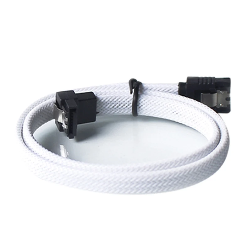 2 шт 50 см SATA 3,0 III SATA3 7Pin кабель для передачи данных под прямым углом 6 ГБ/сек. SSD Кабели HDD жесткий диск шнур для передачи данных с нейлоновыми рукавами(белый