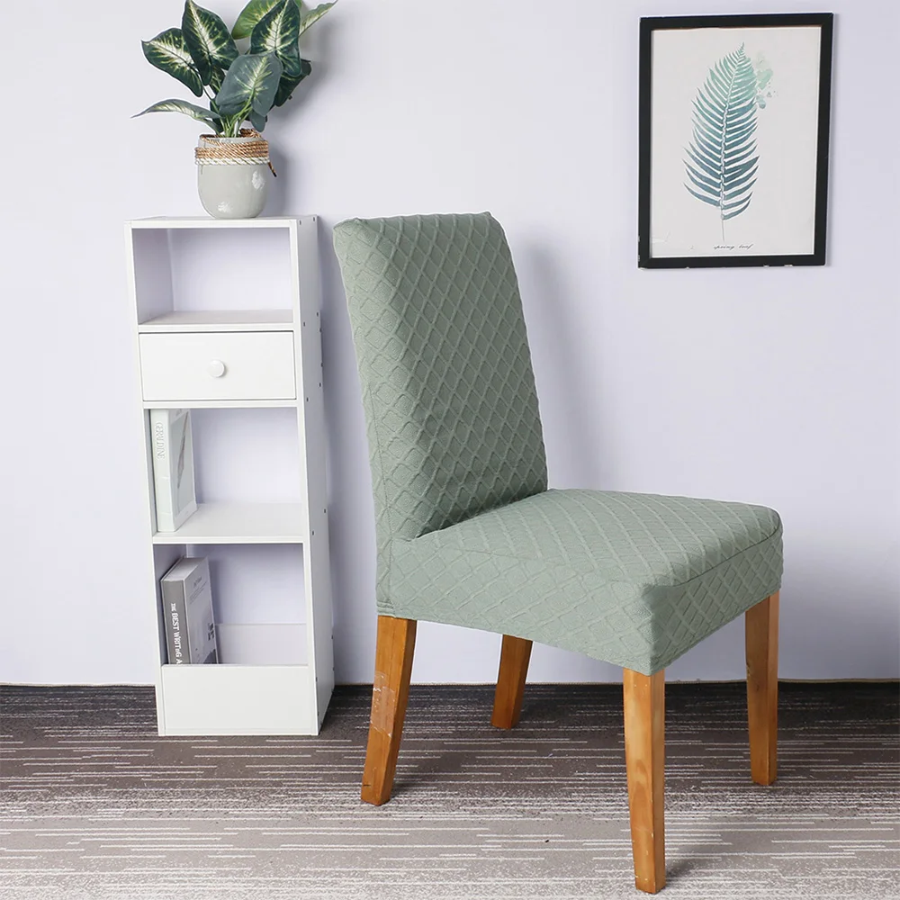 4 шт. чехол для обеденного стула с ромбовидной решеткой, съемный моющийся защитный чехол для обеденного стула, эластичный однотонный Чехол для стула