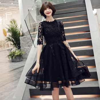 

Lady Sexy Lace Patchwork Formal Party Dress Exquisite Flower A-line Mesh Cheongsam Elegant Qipao Slim Mini Vestidos De Festa