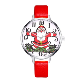 

Christmas Santa Claus Casual Watches Women Illustration Watches Round Dial PU Leather Strap LL@17