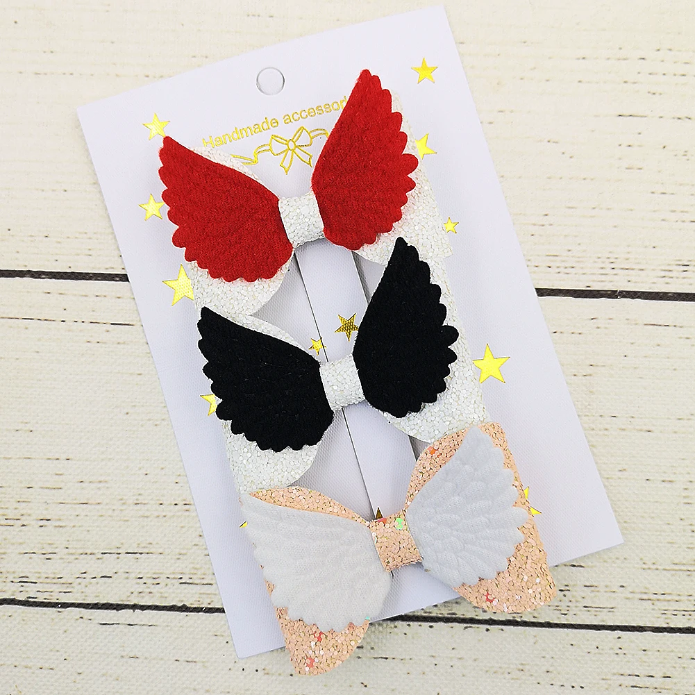 Lovely Glitter Hair Pins Baby Girls Hair Accessories Angel Wing Princess Headdress Korean Barrette Hairpin Cute Kids Hair Clip