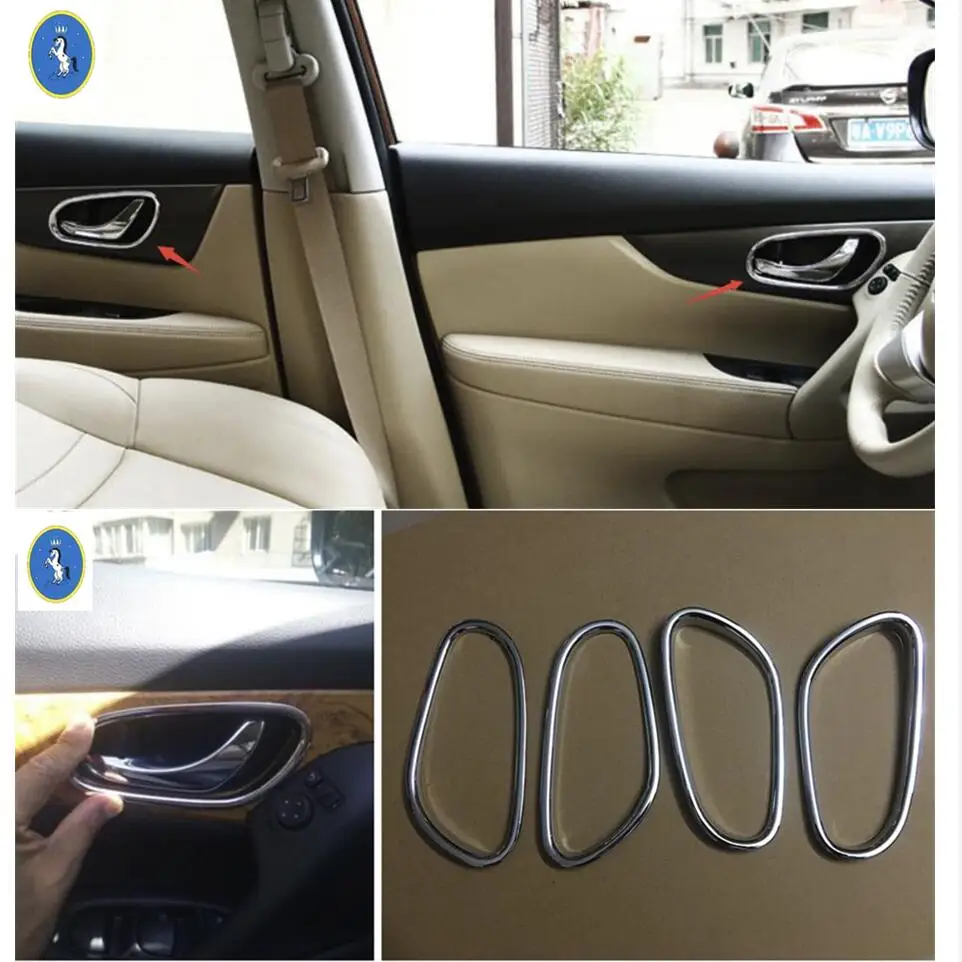 Yimaautotrims внутренняя дверная ручка чаша крышка отделка Подходит для Nissan Rogue X trail/X-trail T32- авто аксессуар хром
