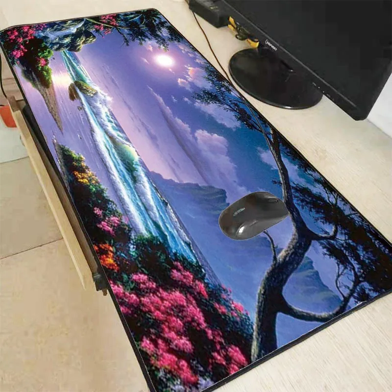  XGZ Beach Sunset Flower Scenery Large Gaming Mouse Pad Lock Edge Mouse Mat Laptop Computer Keyboard