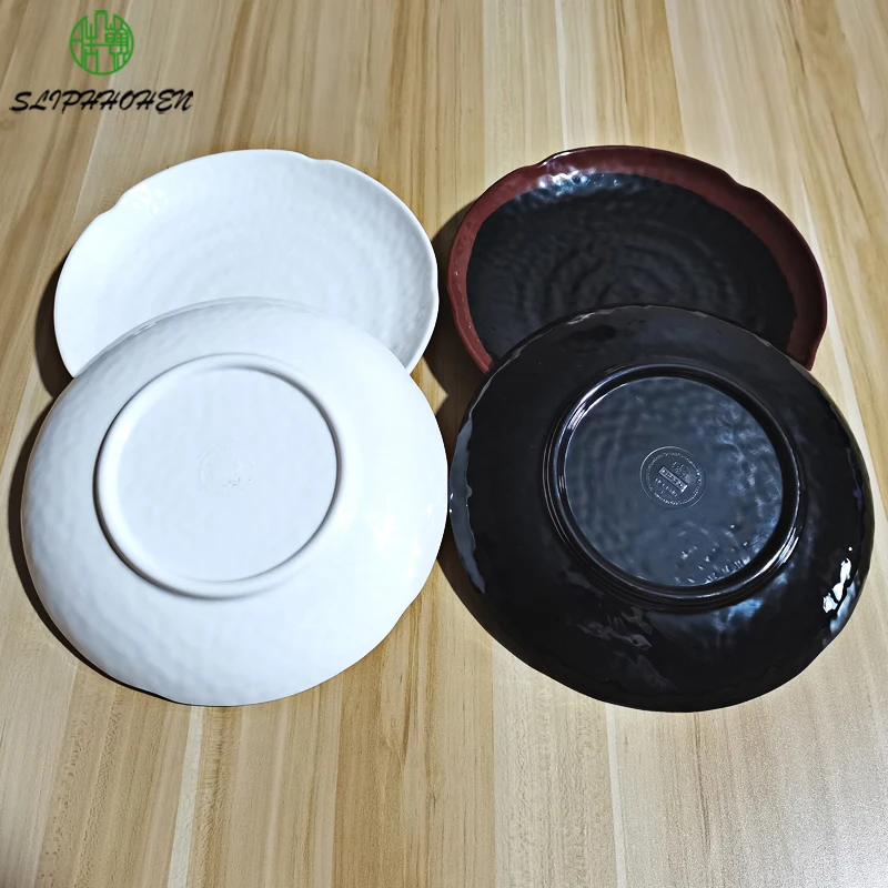 

6/7/8/9.5/10 Inch Concave-Convex Point Round Plate Porcelain Imitation Tableware Dinner Plate Restaurant A5 Melamine Dinnerware