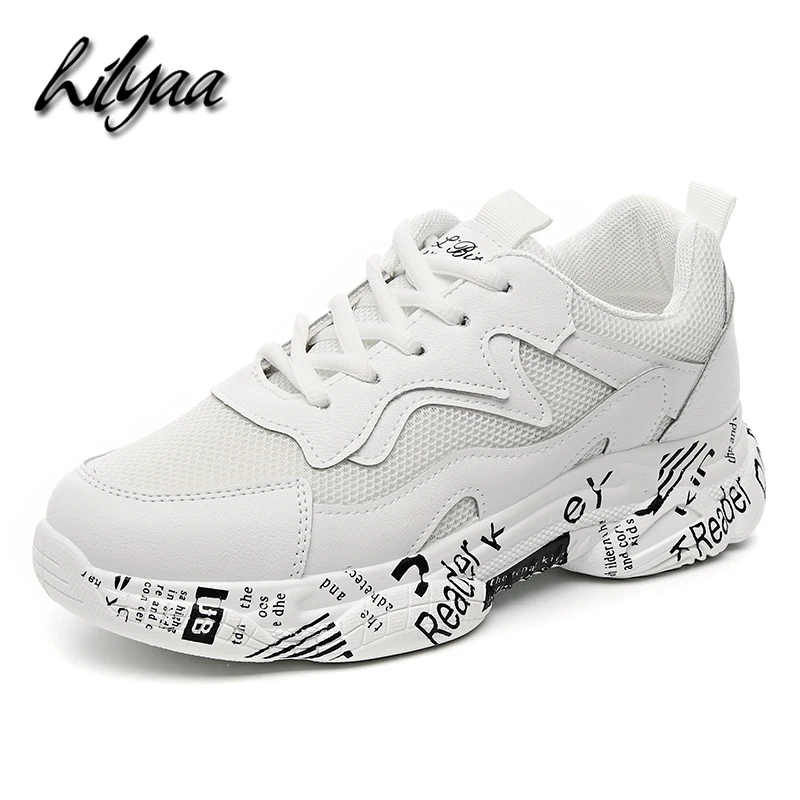 

Woman Sneakers Fashion Harajuku Platform Running Shoes PU Mesh Breathable Solid Ladies Sport Trainers Sneakers For Women