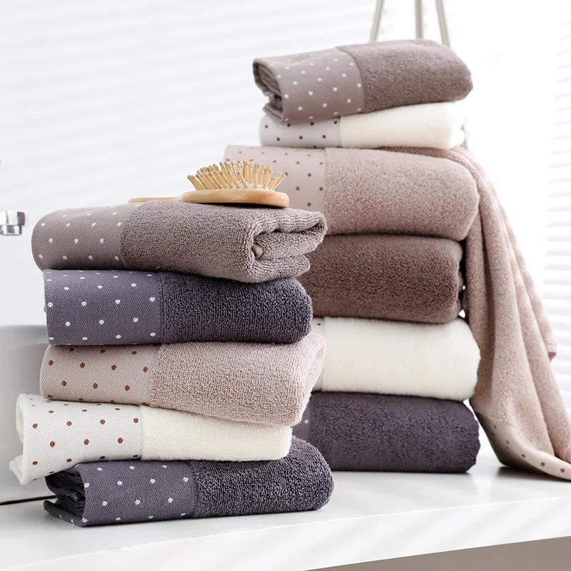 2pcs 34*74 cm Face towel Super soft long stapled cotton face excellent water-absorbing quality dots pattern | Дом и сад