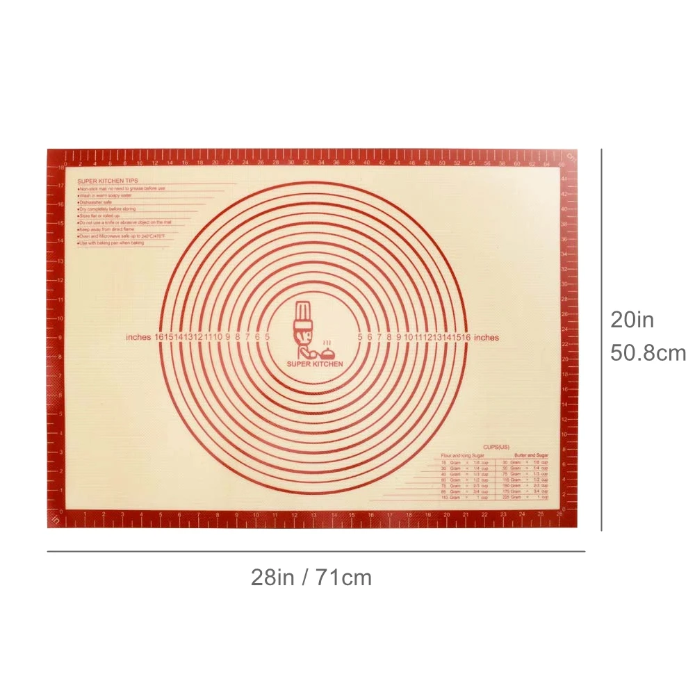 Extra Large Silicone Baking Mats with Measurements 28in Silicone Pastry Mats Non-slip Oven Liner Crust Mat Baking Counter