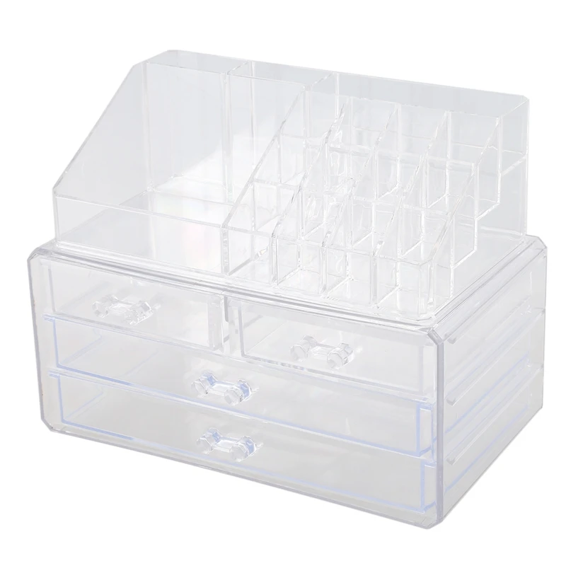 

Clear Makeup Case 4 Drawer 16 grid Cosmetic Organizer Jewelry Storage Acrylic Box