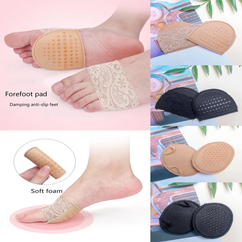 

Women Forefoot Insoles High Heeled Shoes/Slip Resistant Half Yard Pads Lace Elastic Resistant Half Yard Pads New Solid Shoe Pads
