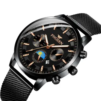 

New student men's watch business leisure fashion calendar multi-functional quartz watch waterproof luminous net with black