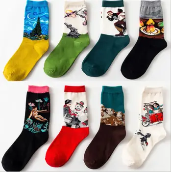 

NEW 3D Retro Painting Art Socks Unisex Women Men Funny Novelty Starry Night Vintage Socks HOT Sales