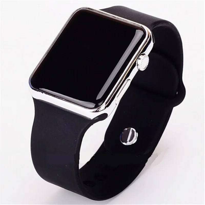 men's digital watch with metal band