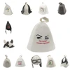100% Natural Wool Felt Sauna Hat Russian Banya Cap Bath House Hat Head Protection Embroidered Leaves Pattern for Shower Unisex 1