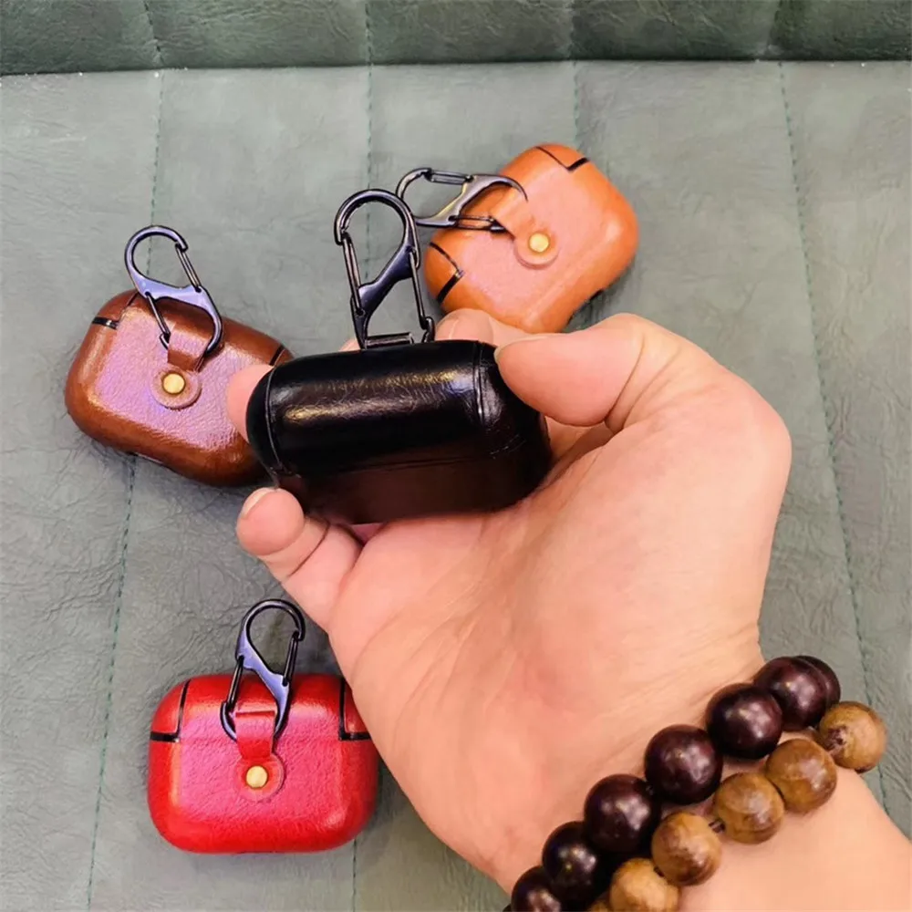 Стиль противоударный Анти-потеря провода наушники для Apple AirPods Pro Кожаный беспроводной зарядный чехол Защитная крышка брелок