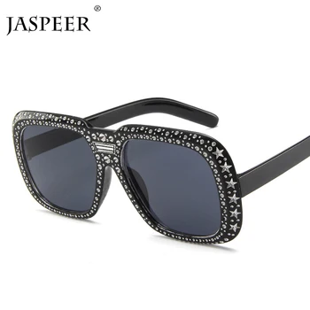 

JASPEER Sunglasses Men Women 2019 Brand Designer Square Black Transparent Vintage Male Sun Glasses UV400
