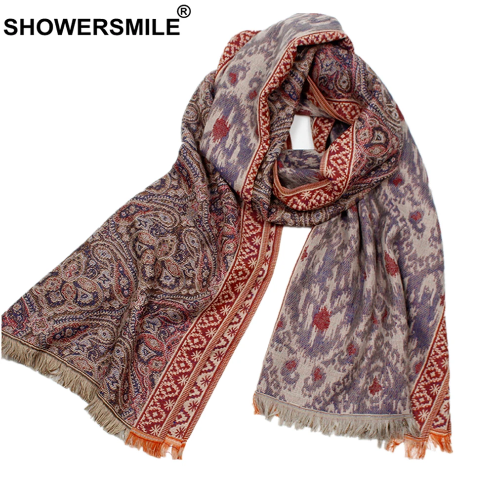 

SHOWERSMILE Scarf Women Ethnic Style Ladies Scarves Fashion Women's Shawl 180cm*70cm