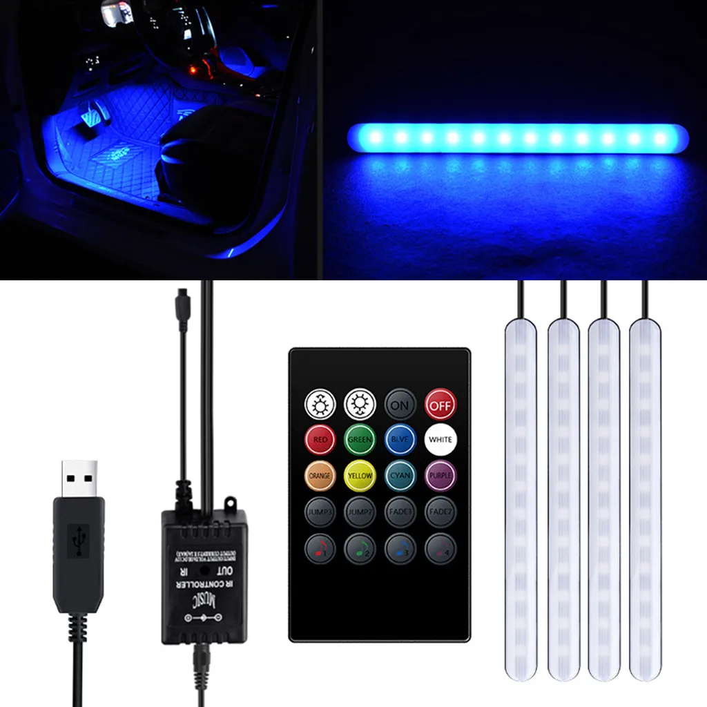 Автомобильный атмосферный светильник s 7 цветов RGB светодиодный неоновый с