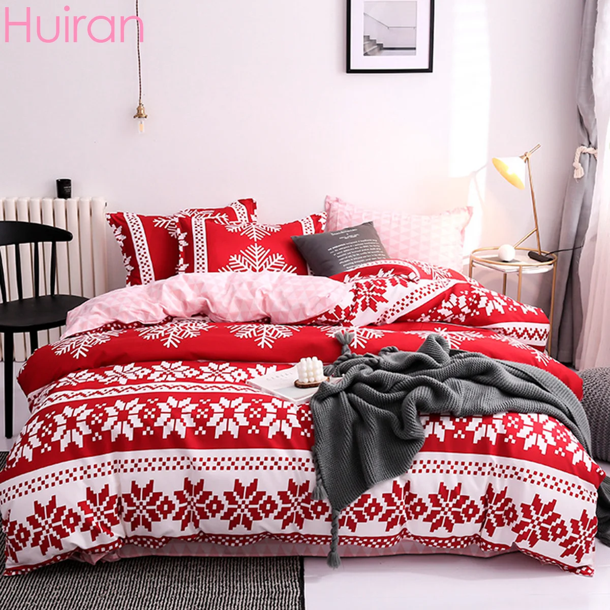 

Huiran Merry Christmas Snowflake Flat Sheet Pillowcase Duvet Bed Cover Christmas Decorations For Home Navidad 2019 Natal Noel