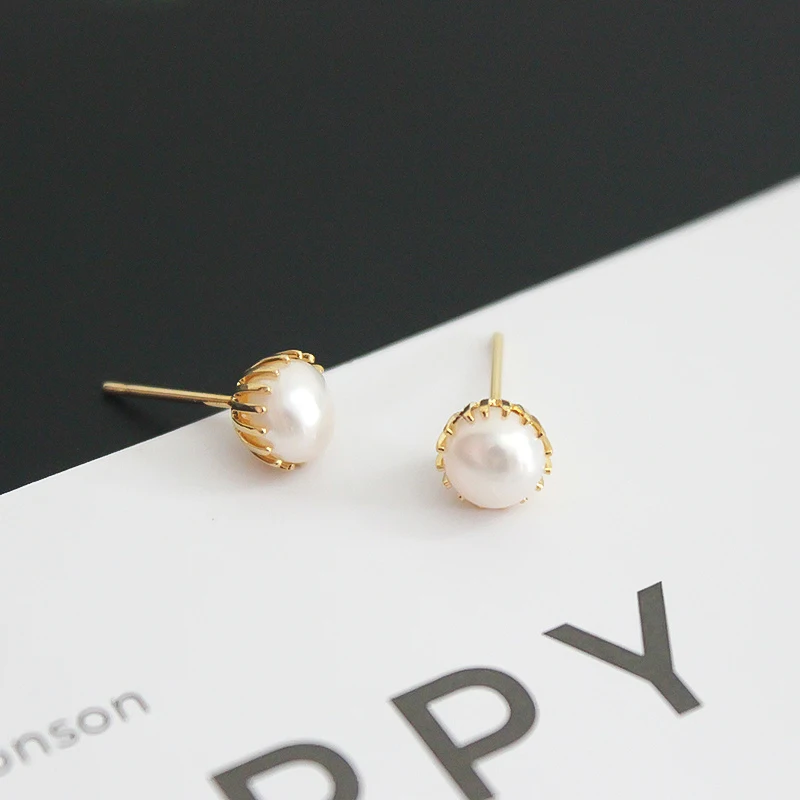 white Pearl Простые жемчужные серьги-гвоздики, серьги из пресноводного жемчуга для женщин, свадебный подарок 6-7 мм, модные ювелирные изделия из белого жемчуга - Цвет камня: white Pearl