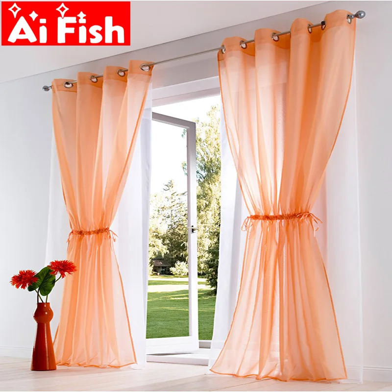 

Modern Creative Idyllic Window Treatments Solid Double-layer Curtains Screens Voile Tulle for living room Kitchen Drapes A65#5