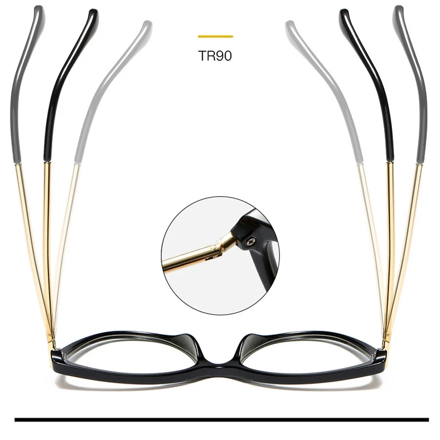 Fashion Flat Mirror Optical Glasses Female Metal Luxury Brand Designer Spectacles Transparent Cat Eye Glasses Frame Male Myopia