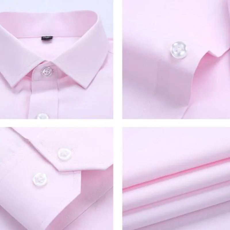 Мужские рубашки с длинными рукавами, не нуждается в глажке, Camisa, дышащие, удобные, твил, однотонные, яркие цвета, воротник, ткань