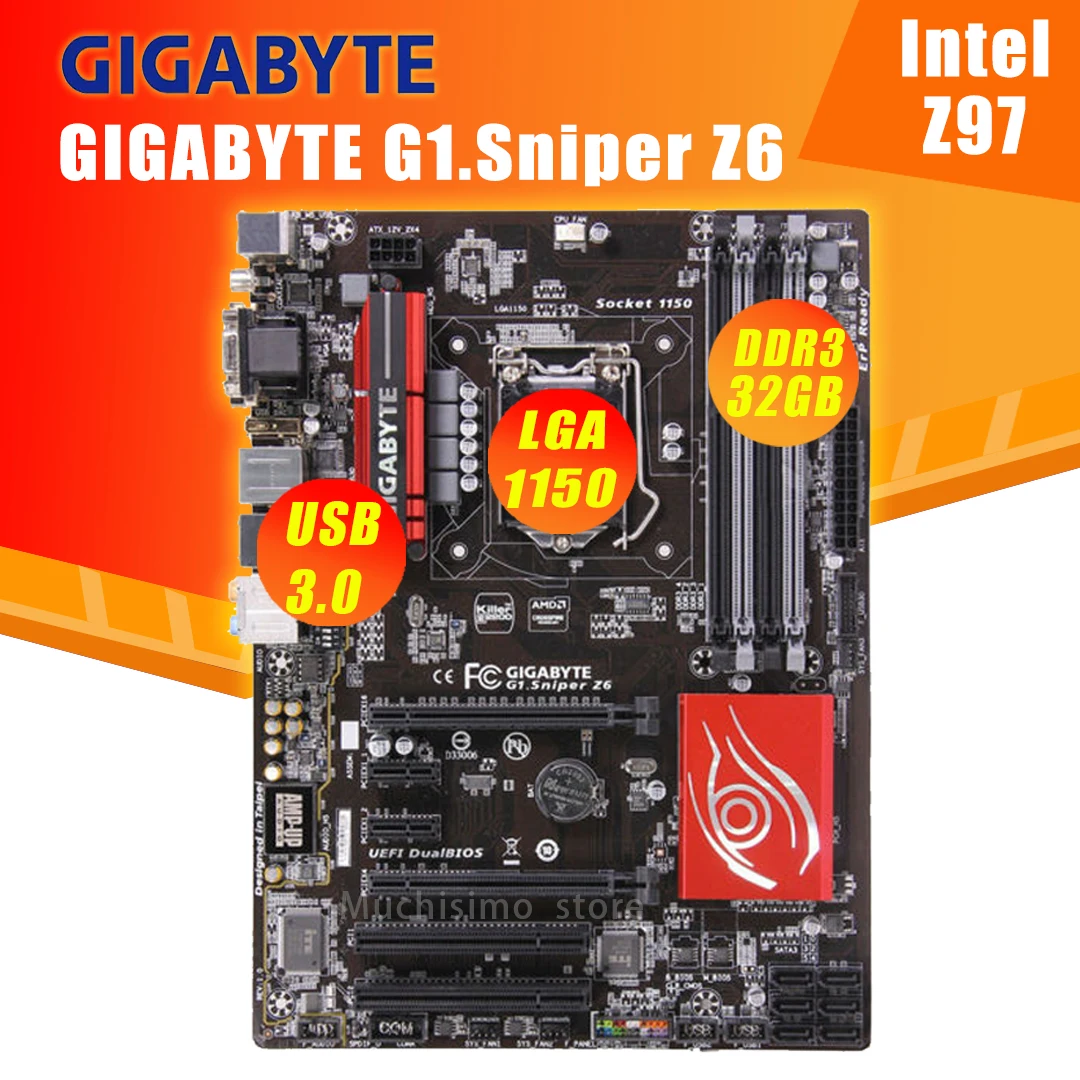 LGA 1150 GIGABYTE G1.Sniper Z6 материнская плата DDR3 Intel Z97 32 Гб SATAIII рабочего стола материнской