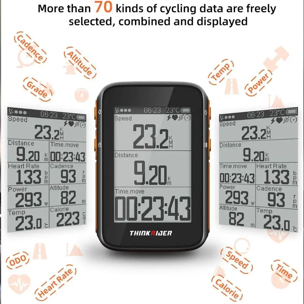ThinkRider BC200 GPS Смарт велокомпьютер ANT + BLE Powermeter Поддержка ЖК дисплей Дисплей IPX7