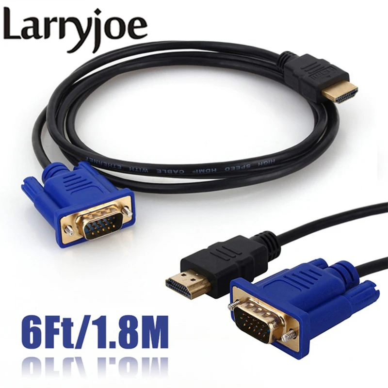 Larryjoe 1,8 M/3 M HDMI кабель HDMI к VGA 1080P HD с аудио-адаптером кабель HDMI к VGA