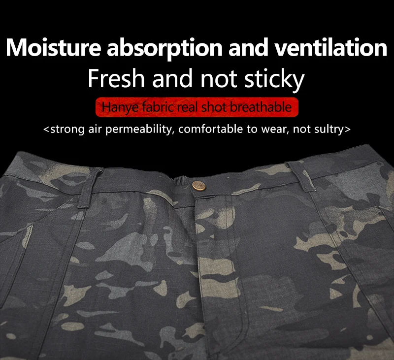 Camo Tactical Men Camping Hiking Airsoft Combat Cargo Pant Waterproof Ripstop Wear-resistant Pants