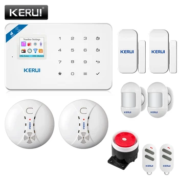 

Smoke Detection Alarm Home Security KERUI W18 Alarm System GSM WIFI Connection Color Screen Remote Control Protection System