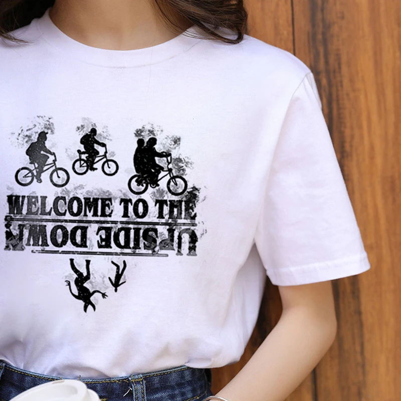 Новые странные вещи Сезон 3 Harajuku Ullzang Футболка женская 90s графическая футболка с перевернутым пухом футболка Забавный мультфильм Топ Футболки женские - Цвет: 6775