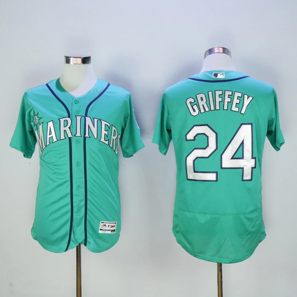 Зеленый Мужская майка Seattle Ken Griffey Jr. Ichiro Suzuki Felix Hernandez James Paxton Edgar Martinez FLEX& Cool Base - Цвет: Зеленый