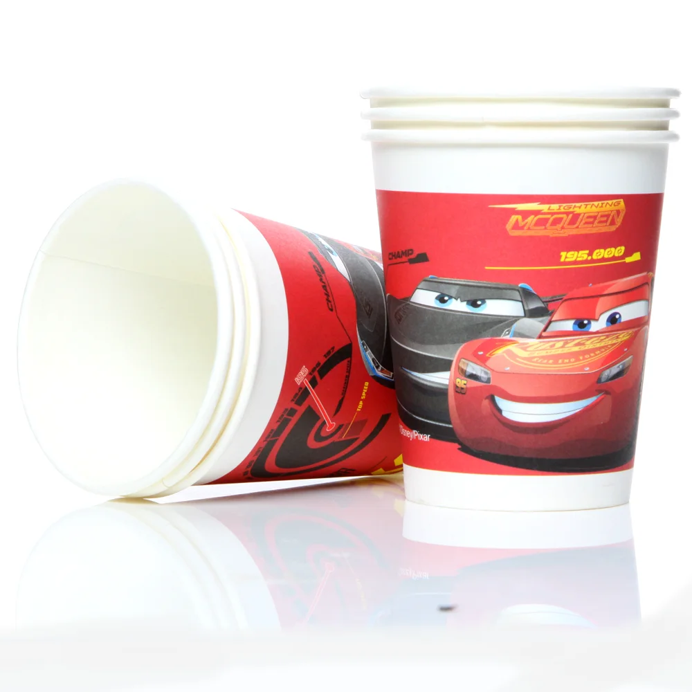 Disney Lightning McQueen автомобильный декор для вечеринки в честь Дня рождения шляпа скатерть и флаги детские праздничные принадлежности Автомобильная тематическая праздничный набор столовой посуды - Цвет: Cups 6pcs