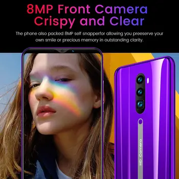 

Rino3 Pro 5.8 Inch Screen Android Phone Purple Water Drop Screen Smartphone Solid Color Mobile Phone Cool Shape Fashion