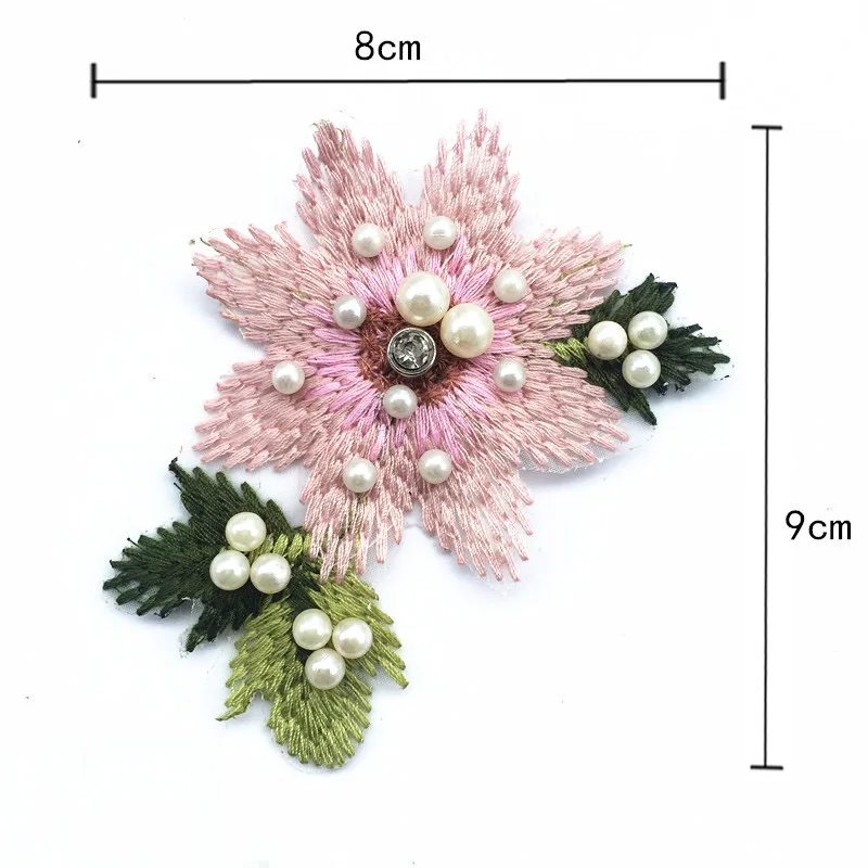 1 шт. розовый цветок белый жемчуг пришить на цветок патч для одежды отделка бисером для зимы свитер носки DIY аксессуары - Цвет: flower patch