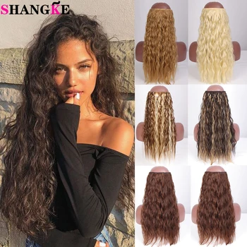 

SHANGKE Synthetic Long Clips in Hair Extension Natural Hair Curly Corn Wavy Blonde Black Brown For Women Heat Resistant Fiber