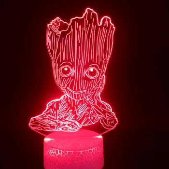 

Guardians of The Galaxy Groot 3D Lamp Cool Prize for Teenager for Room Bright Base Nightlight Usb Led Night Light Lamp Lampara