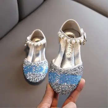 

2020 new girls sandals princess baby girl leather shoes Toddler Infant Kids Pearl Bling Sequins Single Princess Shoes Sandals