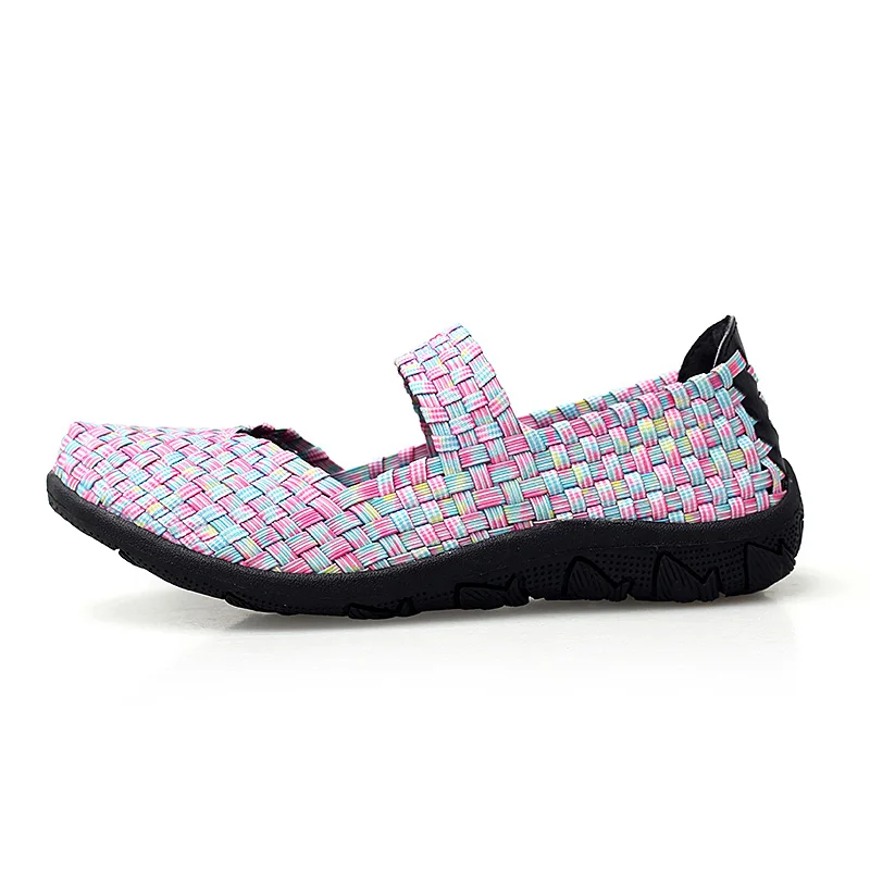 Женская обувь на плоской подошве без застежки; тканые кроссовки mary janes; модная повседневная обувь в винтажном стиле; Ультра легкие женские балетки на плоской подошве; chaussures femme - Цвет: pink